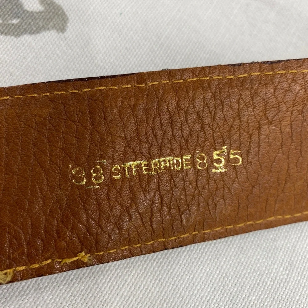 vintage STEERHIDE western‎  laced brown leather belt COWBOY rodeo